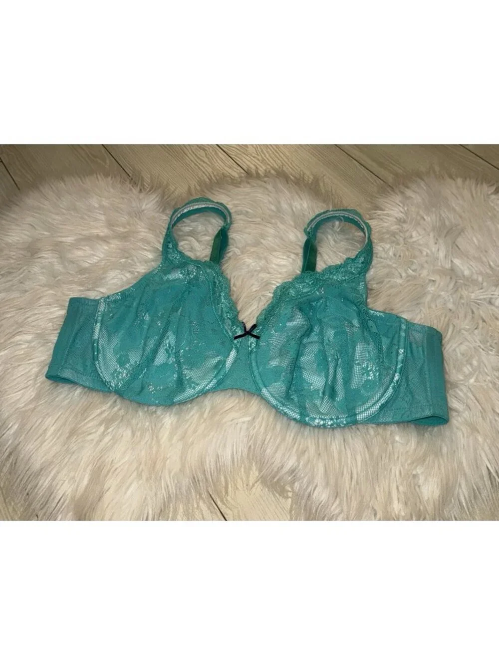Cacique Lace Covered Unlined Full Coverage Bra Underwire Womens 44C Green